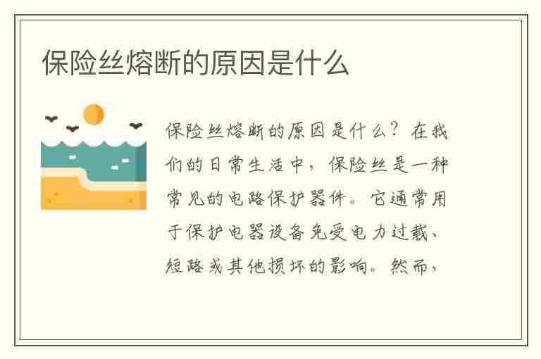 保险丝熔断的原因是什么(保险丝熔断的原因是什么造成的)